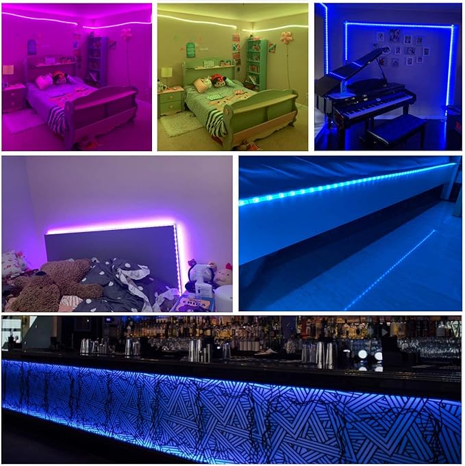 RUISHINE Battery Operated LED Strip Lights 32.8ft, Battery Powered Led Strip Lights for Bedroom Color Changing APP Remote, USB Led Lights for TV, Room, Kitchen, Party