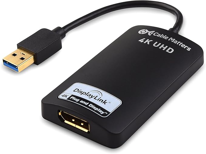 Cable Matters USB to 4K DisplayPort Adapter, USB 3.0 to DisplayPort, USB3 to DP Adapter for Windows