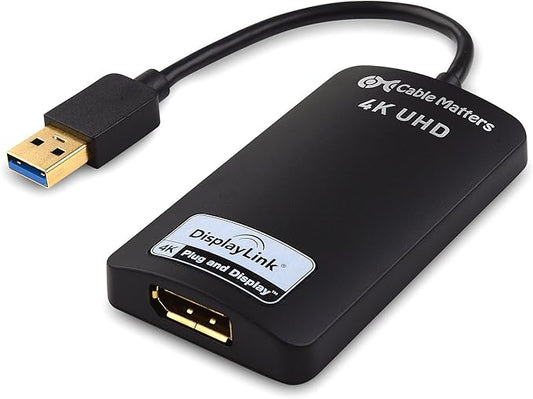 Cable Matters USB to 4K DisplayPort Adapter, USB 3.0 to DisplayPort, USB3 to DP Adapter for Windows