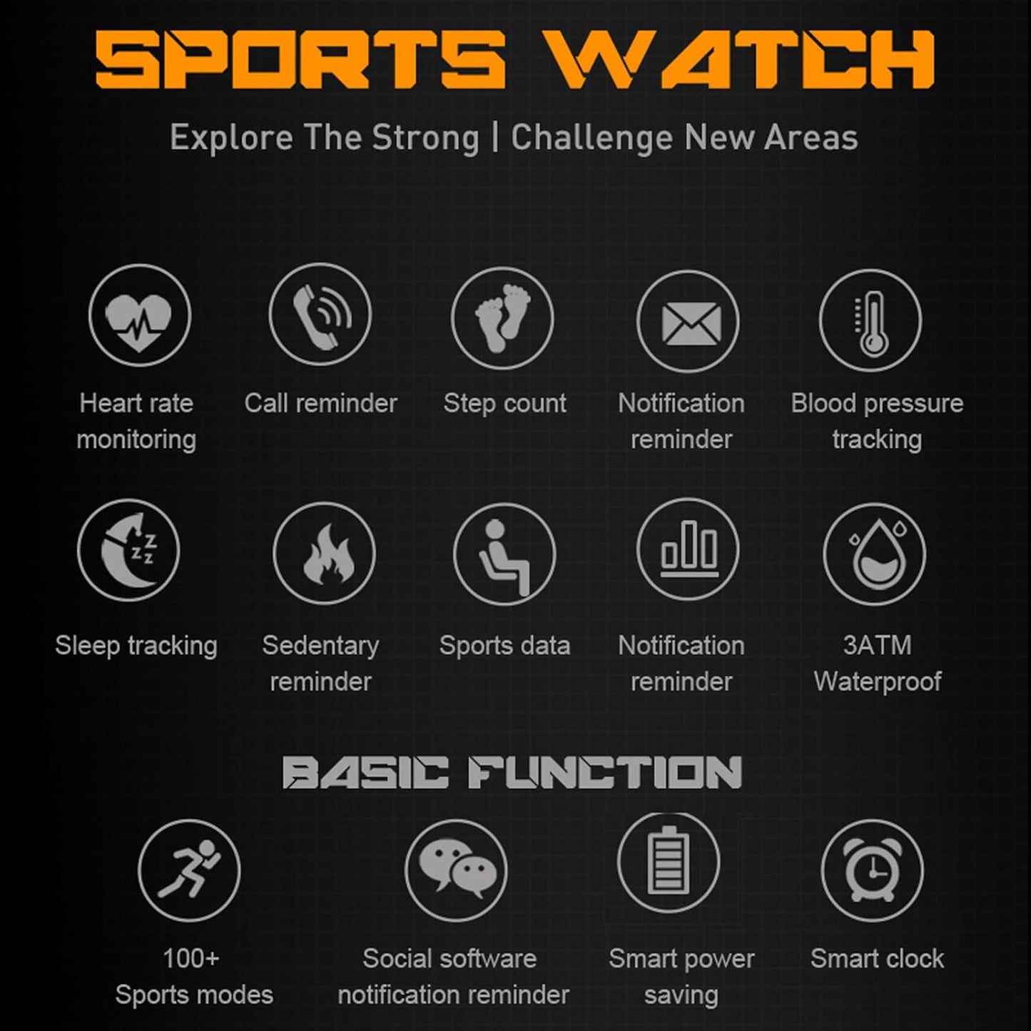 Yihou Rugged Military Smart Watch for Men, 1.83" Outdoor Running Smartwatch with Answer/Make Call, 100 Sport Modes