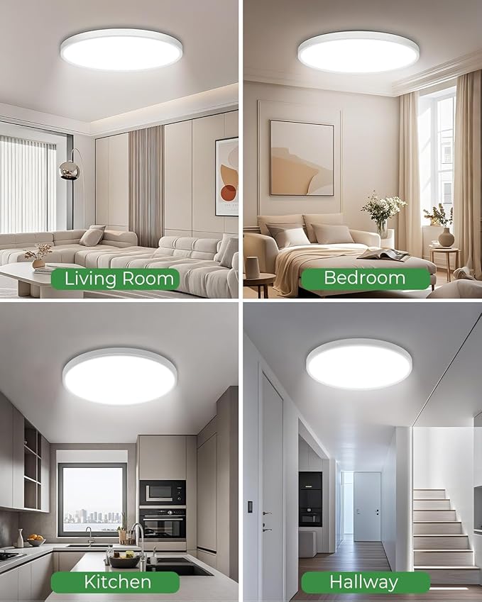 hepside 23INCH Big Dimmable Flush Mount Ceiling Light Fixture White, 3CCT Selectable 3000/4000/6500K Ceiling Lamp, 50W 5000LM Super Bright Low Profile Light for Bedroom, Kitchen, Bathroom, Hallway