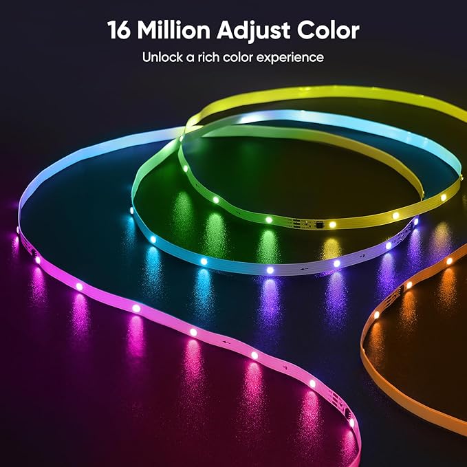 Led Lights for Bedroom, IC+RGB 200FT (2 Rolls of 100ft) Strip Lights, 24Key Remote with App Control, Music Sync Color Changing for Room Decor Party