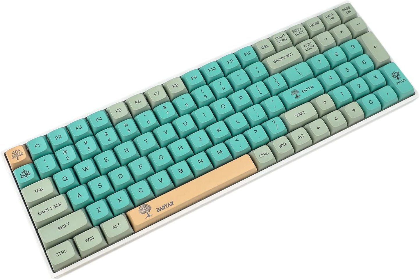 YMDK Banyan Keycaps 126 Key Dye Sub ZDA PBT Keycap, Similar to XDA for MX Keyboard 104 87 GK61 96 84