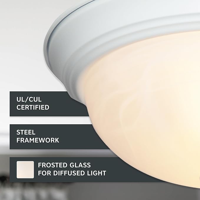 DESIGNERS FOUNTAIN 11 in 2-Light Flush Mount Ceiling Light, White, 1257S-WH-AL (Pack of 6)