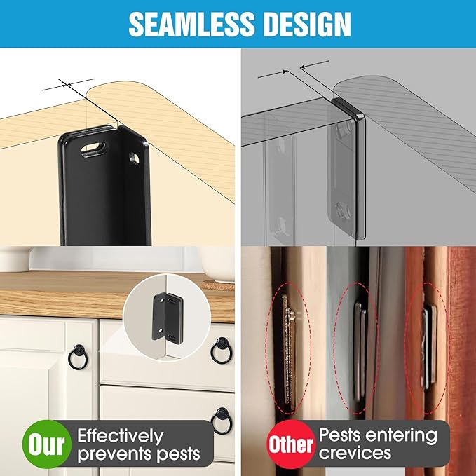 Ultra Thin Cabinet Magnets Door Catch, Adhesive Drawer Latch,Cabinet Magnetic Catch for Kitchen,Closet Door,Cupboard Wardrobe,Sliding Closure,No-Gap Design (White 4PCS)