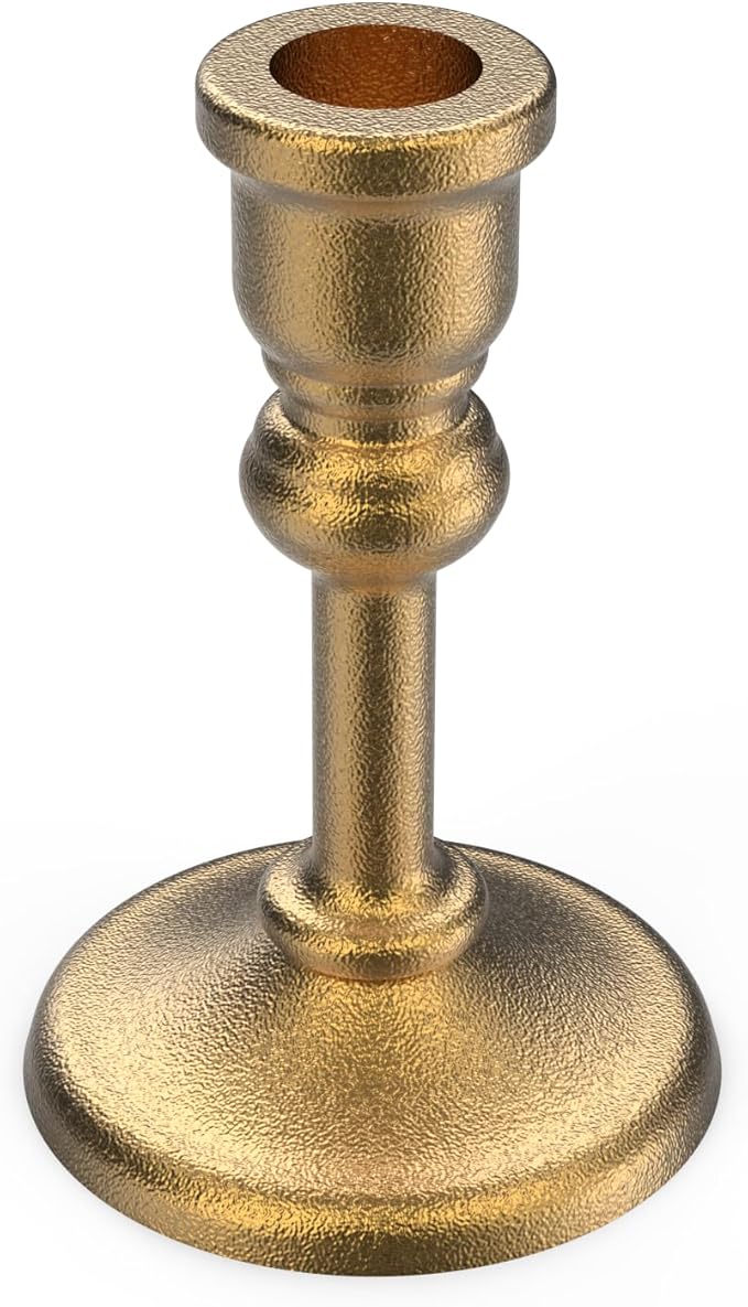 Heavy Candlestick Holders Taper Candle Holders Set of 3, Golden Candlestick Holders Decorative Candle Stand, Tapered Candle Holders Set for Wedding, Dining Table, Home Decoration (Antique Gold)