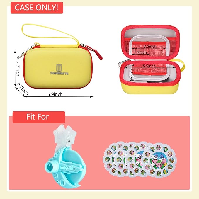 Hard Case Compatible for Moonlite Mini Projector and Story Reels, Storybook Projector Protective Storage Shell, CASE ONLY (Yellow&Red)