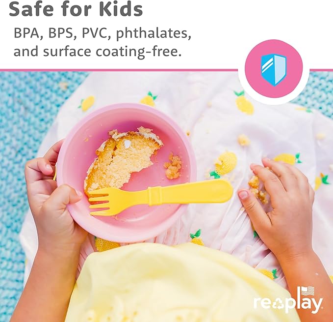Re-Play 12 Oz. Toddler Bowls for Snack and Everyday Dining - Dishwasher and Microwave Safe - Made in USA - Set of 3-5.75" x 5.75" x 2" - Sea Glass