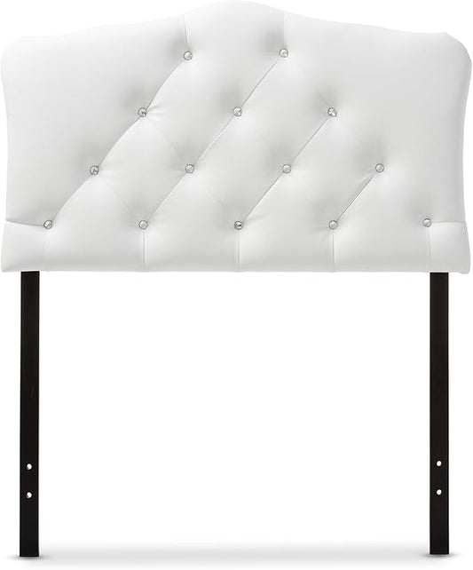 Baxton Studio Rita Modern and Contemporary White Faux Leather Upholstered Button-Tufted Scalloped Twin Size Headboard