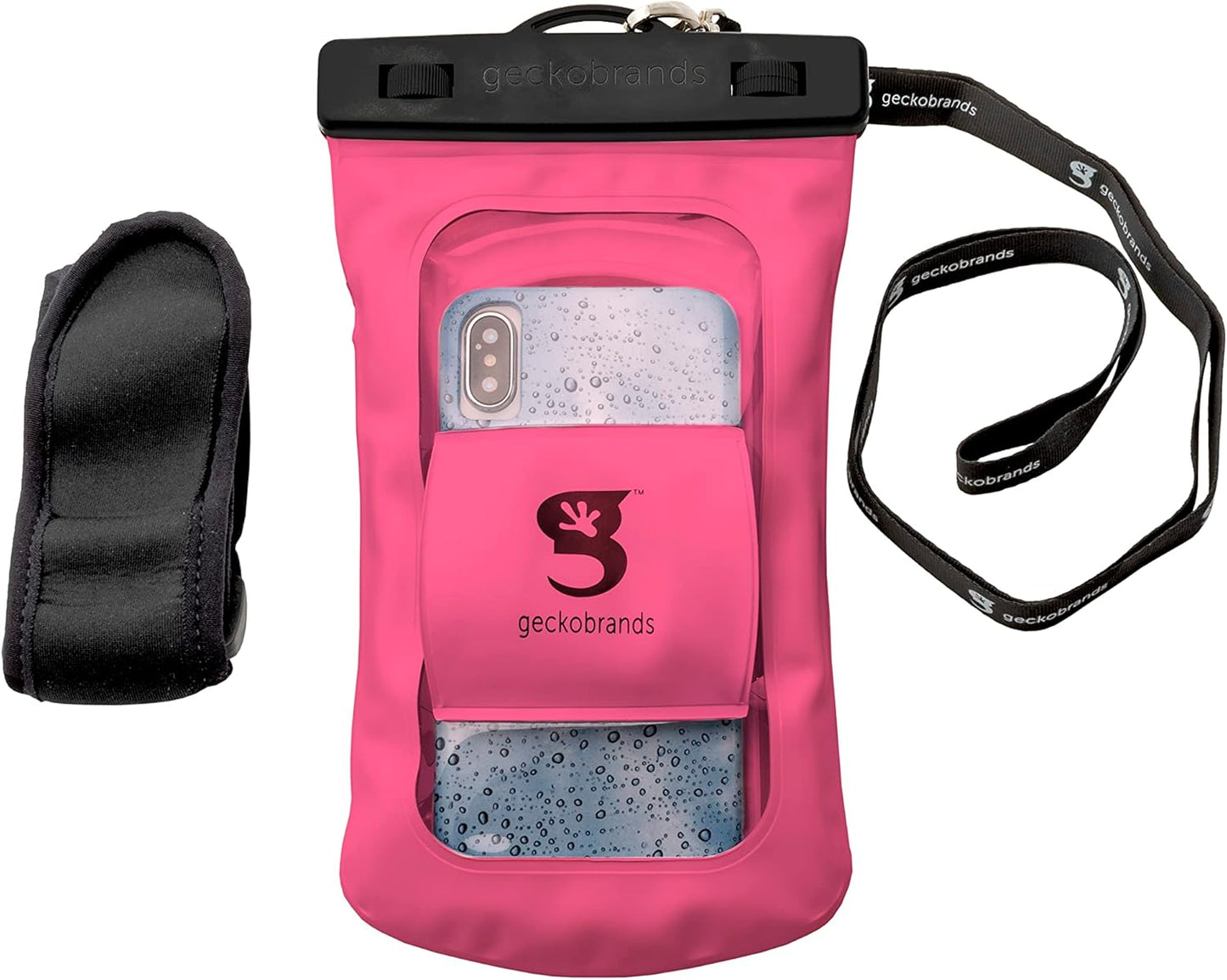 geckobrands Float Phone Dry Bag with Arm Band, Pink - Floating Watertight Dry Bag Phone Pouch, Fits Most iPhone and