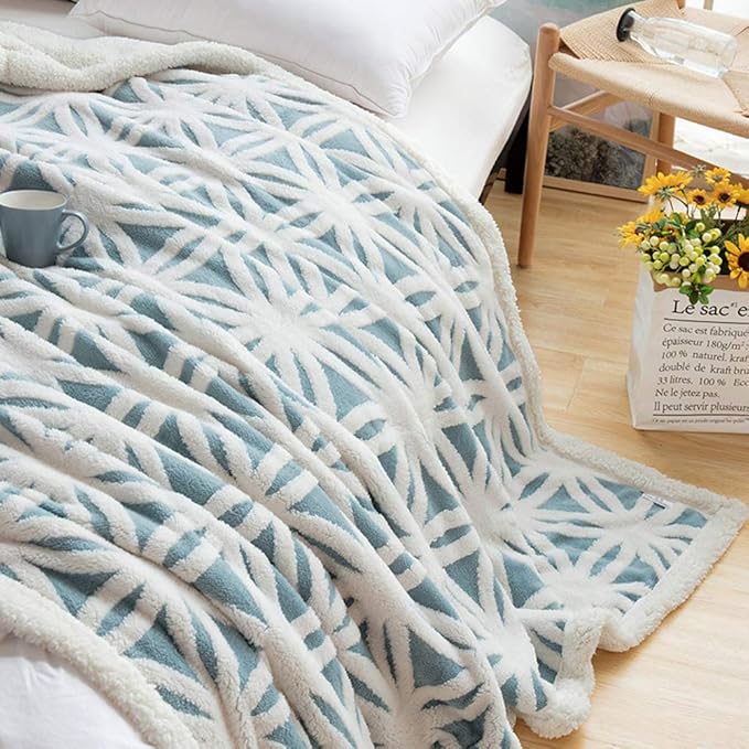 LOMAO Sherpa Fleece Blanket Fuzzy Soft Throw Blanket Dual Sided Blanket for Couch Sofa Bed (Light Blue, 71''x80'')