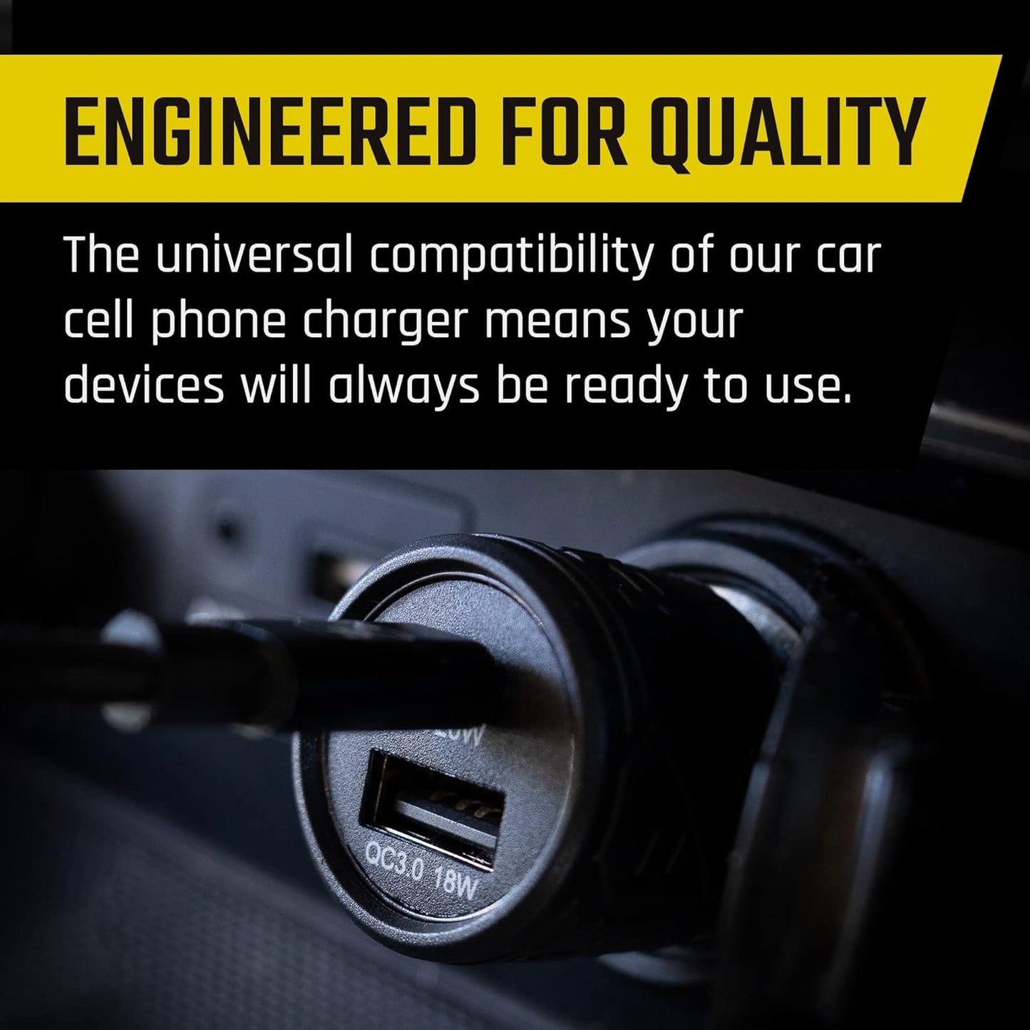 Mob Armor 38W Dual USB Quick-charge USB A + USB C Car Charger - Fast Charging Adapter for Car Phone Charger - Black