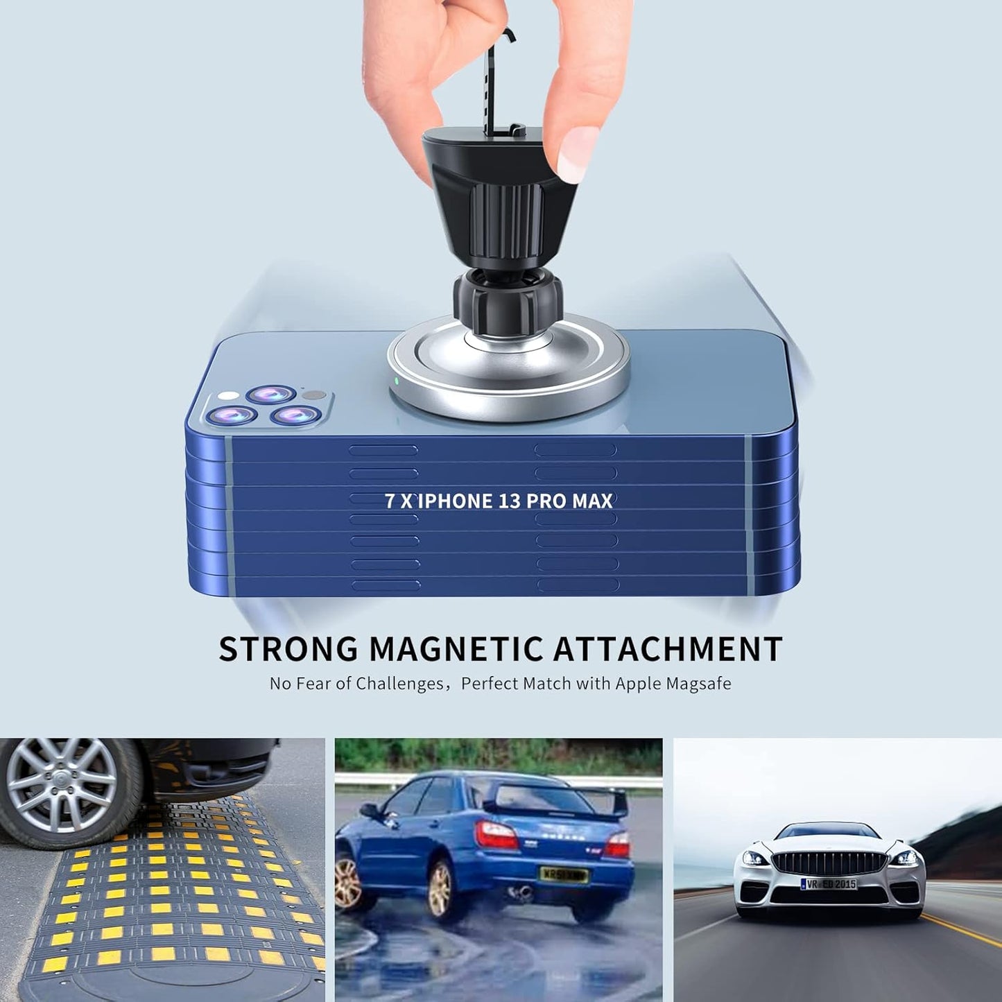 Magnetic Wireless Car Charger Compatible with MagSafe - 360° Adjustable Air Vent Mount for iPhone 12/13