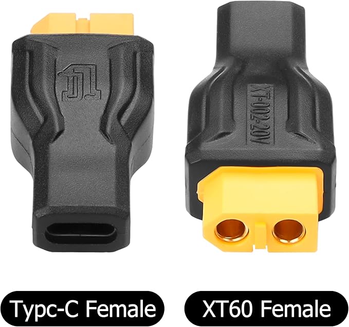 YAODHAOD USB C to XT60 Connector Charging Adapter, Type-C Female Extension 100W 20V/5A for Drone, Model, Energy Storage Power (2Pack)