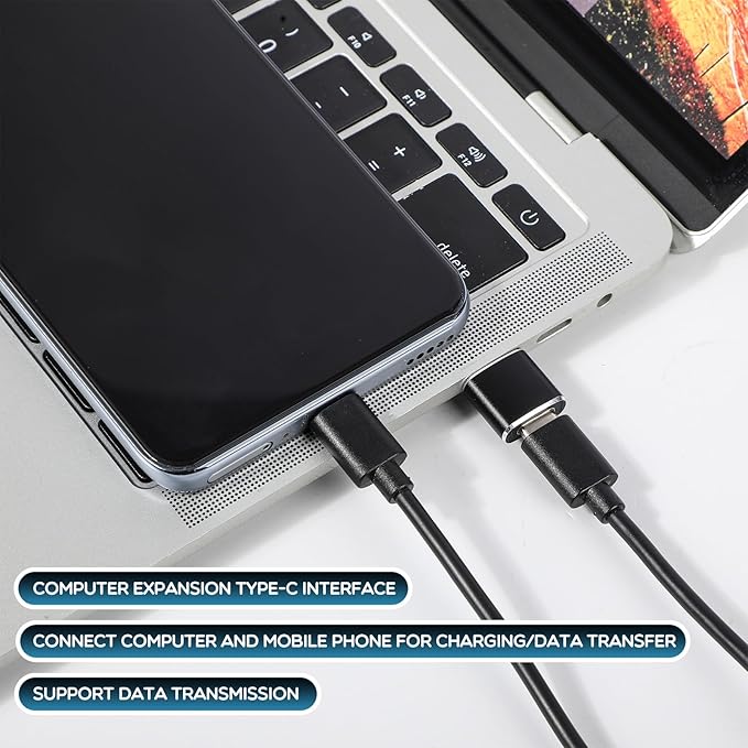 Handepo 30 Pieces USB to USB C Adapter Type C Female to A Male Charger Converter Adapter Female Type C Converter for Phone Laptop Earphone Watch Power Bank Car Charger, Black