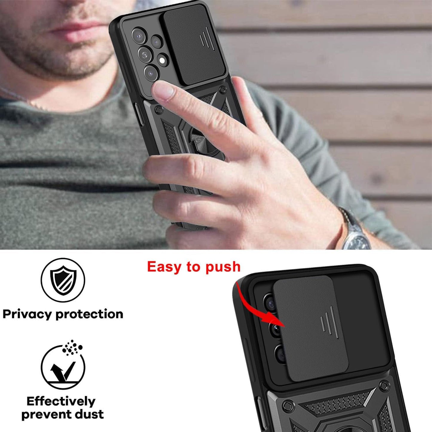Phone Case with Screen Protector for Samsung Galaxy A23 5G, ?????? ?????? "???????????? ?????? ????" - Black