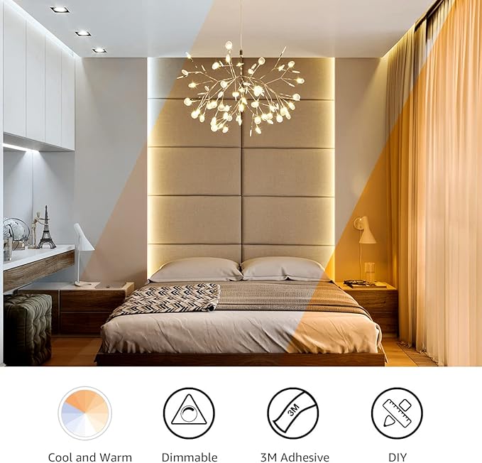 Lepro LED Tunable White Strip Light, Warm to Cool White, 16.4ft Dimmable Bright LED Tape Lights, 300 LEDs 2835, Strong 3M Adhesive, Not Cuttable, Suitable for Christmas Decorations, Home, Bedroom