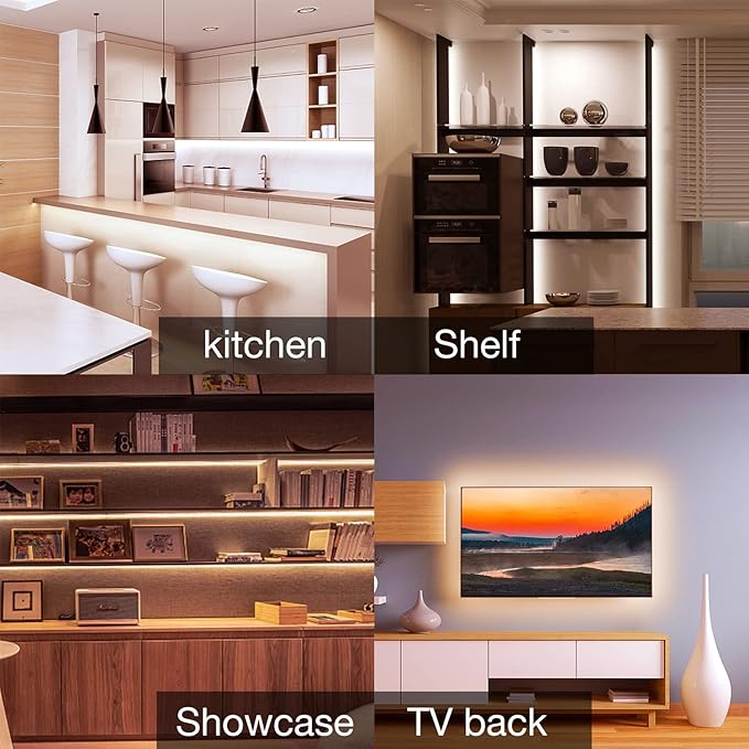 DAYBETTER Under Cabinet Lighting kit, 10 PCS LED Strip Lights with Remote, Dimmable Under Cabinet Lights for Kitchen Cabinet, Counter, TV Back,Showcase 2700K-6500K Warm to Daylight White,Timing,16.4ft