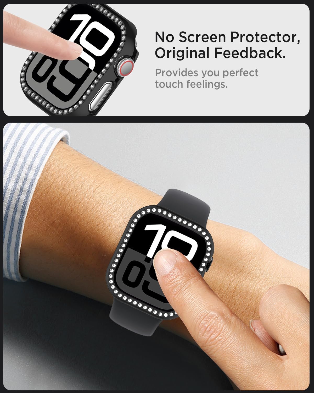 Miimall Rhinestones Bling Bumper Case for Women, Compatible with Apple Watch 42mm, Diamond Protective Cover
