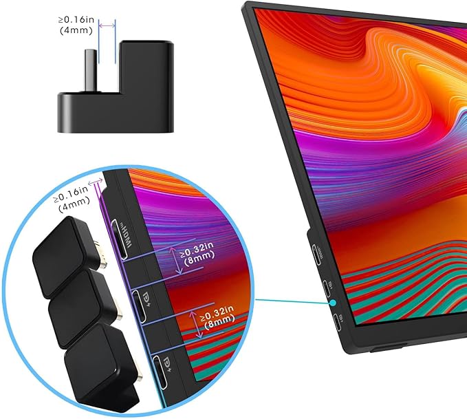 Kado Portable Monitor 180 Degree Adapter Set - Mini HDMI to HDMI 4K 60Hz U Shaped USB-C to USB-C USB 3.1 Gen 2 10Gbps 60W PD Charging Extender Converter for Laptop and Tablet (Mega Combo)