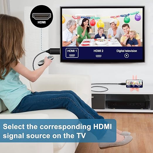 HDMI Cable for iPhone, Upgraded 1080P HDTV HDMI Cable Adapter Connector, Digital AV Video Sync Screen Compatible Converter for iPhone/i-Pad Devices, No Need Power Supply (13.2 ft, Black)