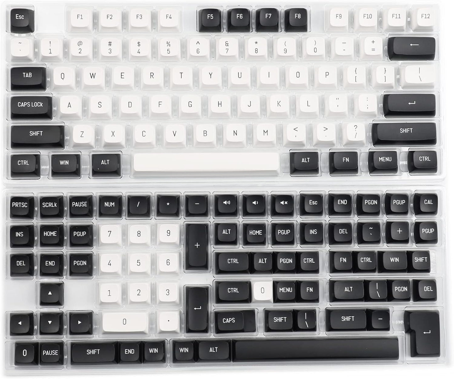 YMDK YSA Ball Shape Double Shot PBT Keycaps for MX Keyboard, 104 87 61 Melody 96 KBD75 ID80 GK64 SP84 (Black White Mix)