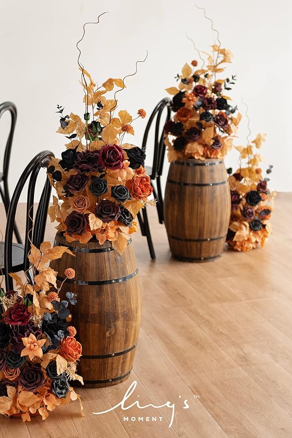 Ling's moment 41" Tall Fall Free Standing Artificial Flowers Arrangements 2 pcs Wedding Arch Altar Stage Decorations Classic Halloween Wedding for Ceremony Reception Church Backdrop Outdoor Party