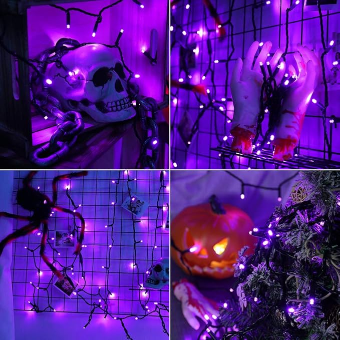 Brizled Purple Christmas Lights, 33ft 100 LED 5mm Wide Angle Gentle Twinkle Christmas Lights, 120V UL Certified Connectable Purple String Light Outdoor Xmas Tree Light for Xmas Halloween Tree Home