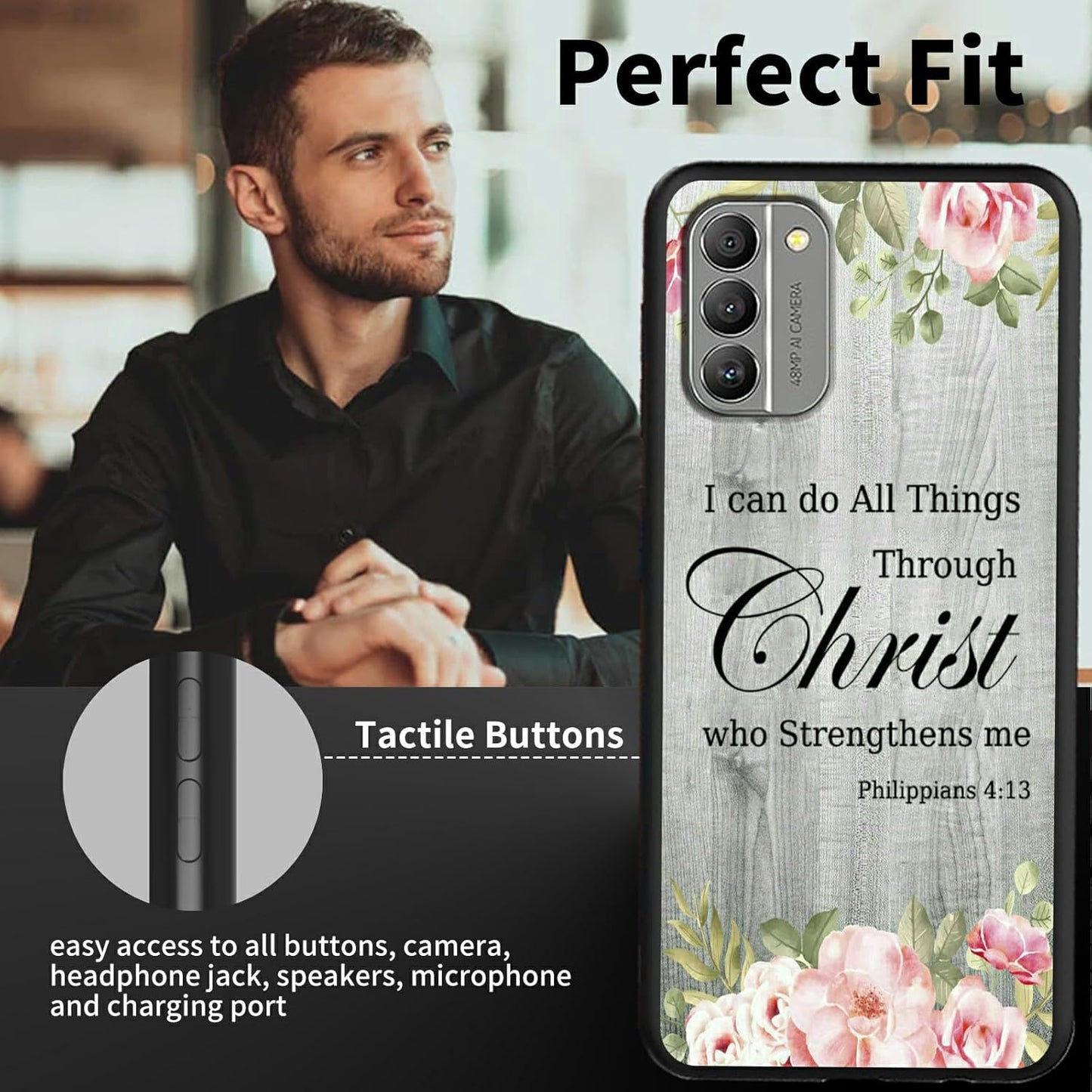 Nokia G310 5G Phone Case with Stylish Bible Verse Philippians 4-13 Pattern, Slim Soft TPU Shock-proof Protection Cover
