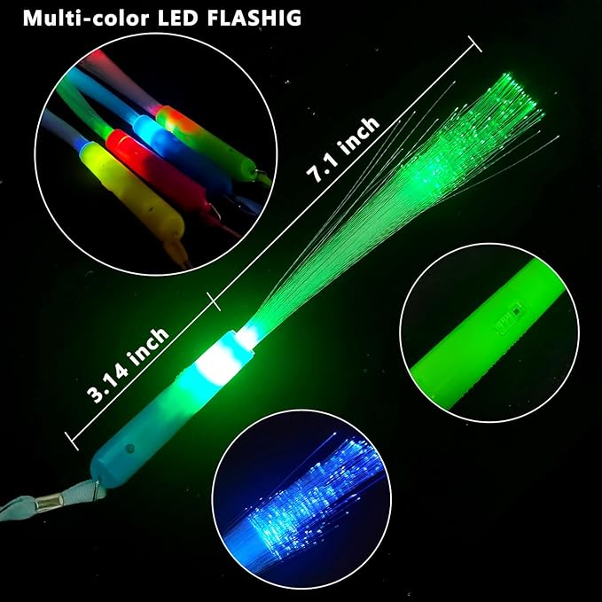OceanWings Glow Fiber Optic Wands,Halloween Glow Sticks Bulk Party Pack,Glow in the dark Party Supplies Favor Flashing Light Up Sticks for Birthday Holiday Party Wedding Halloween Christmas(72)