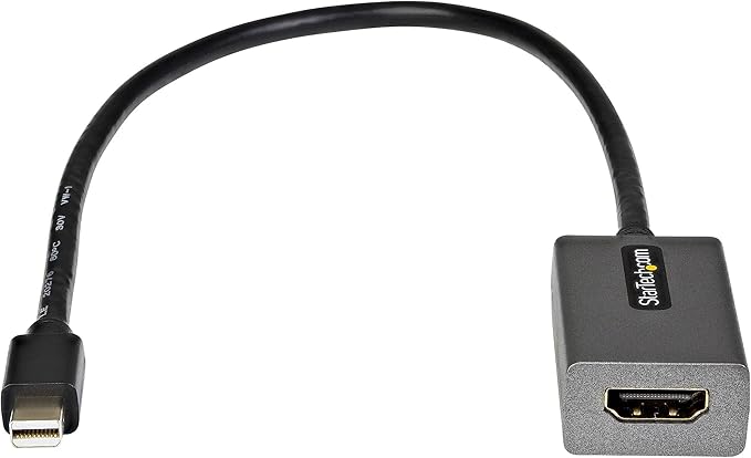 StarTech.com Mini DisplayPort To HDMI Adapter 1080p - mDP 1.2 To HDMI Monitor/Display - Mini DP To HDMI Adapter Dongle Converter - 12" Attached Cable - Upgraded Version Of MDP2HDMI (MDP2HDEC), Silver