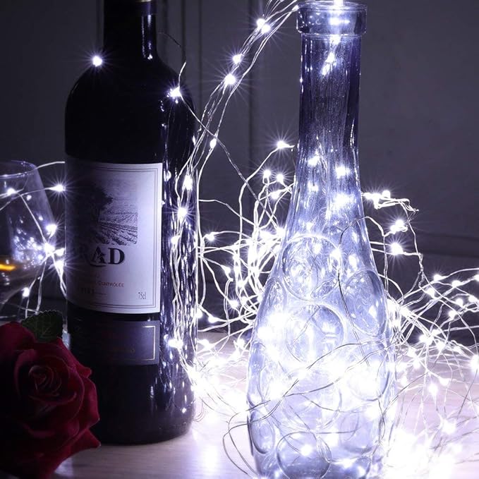 [10-Pack] LED String Lights, 6.6FT LED Moon Lights 20 Led Micro Lights On Silver Copper Wire (Batteries Include) for DIY Wedding Centerpiece, Table Decoration, Party (Cool White)