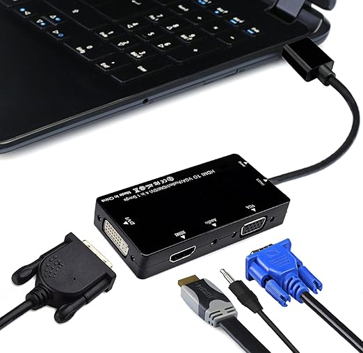chenyang HDMI to VGA ＆ Audio ＆ HDMI ＆ DVI 4in1 Dongle Adapter Multiport Splitter Converter for PS3 HDTV PC Monitor Projector
