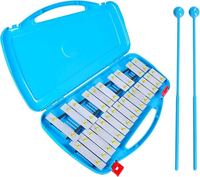 EASTROCK Professional Glockenspiel, 25 Notes Xylophone for Kids, Xylophone Instrument Music Teaching, Gifts, Perfectly Percussion Instrument Blue