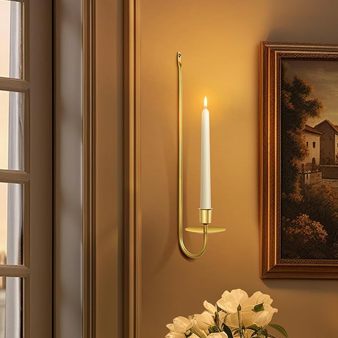 XAROO Gold Candle Sconces, Taper & Pillar Wall Candle Holder, Metal Sconces Wall Decor Set of 2, for Living Room, Entryway, Fireplace, Wedding, Gifts for Women, Men, Mom or Dad
