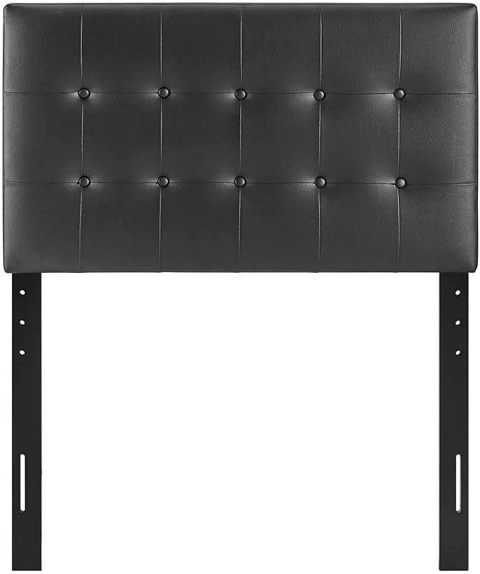 Modway Emily Tufted Button Faux Leather Upholstered Twin Headboard in Black