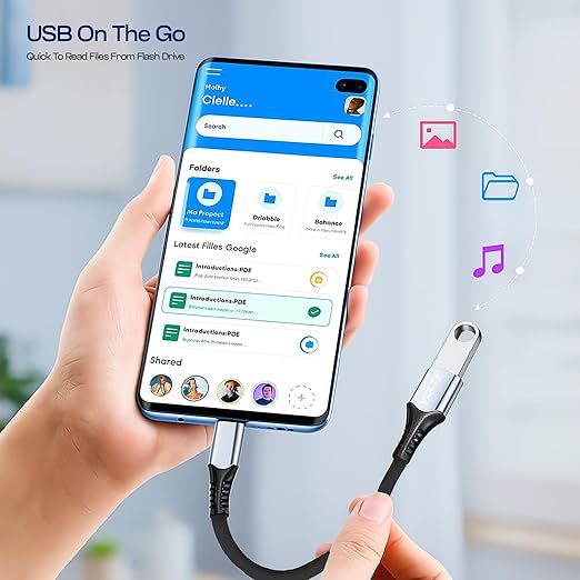 OTG USB-C to USB 3.0 Adapter [2Pack] Thunderbolt 3 Compatible with Apple MacBook Pro/Air iPhone 16 Pro Max/Plus/15 Samsung Galaxy S24/S23/S22/S21 (Black)
