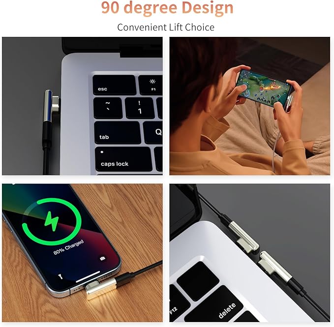 240W Right Angle 90 Straight Magnetic USB C Adapter Extender Straight USB4 40Gbps 8K 60Hz for Thunderbolt 3/4, MacBook Pro/Air,Steam Deck, PS5 (2 Pack) W/ 2 Connector Tips