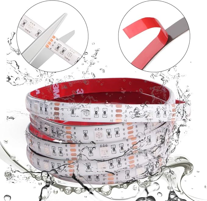 RGB Led Lights Strip Battery Operated 3 Keys Controller Battery Led Lights Strip Waterproof Color Changing Led Lights TV DIY LED Tape Lights 6.56ft 2Pack