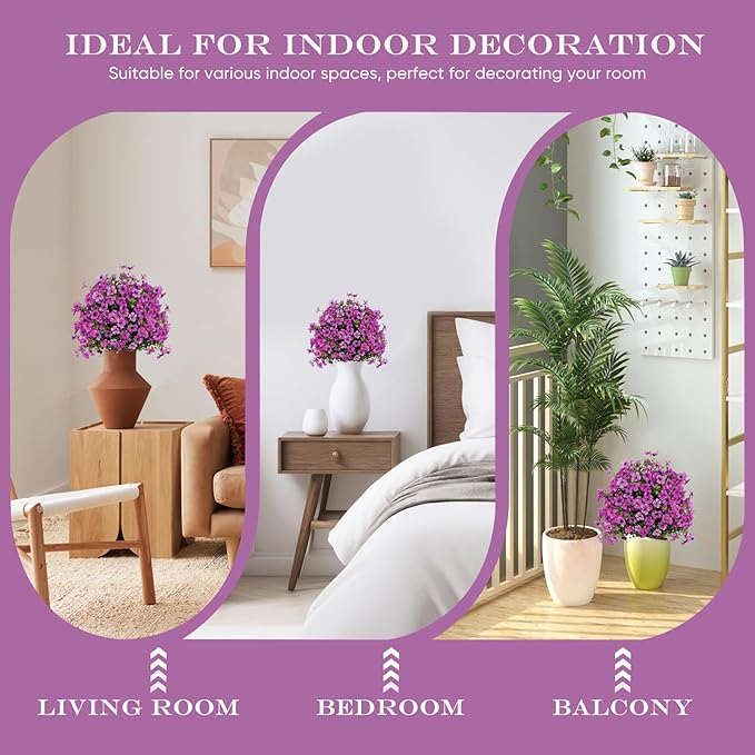 23" Set of 2 Artificial Boxwood Topiary Ball with Violet Flowers with Spikes for Outdoor, UV Resistant Faux Greenery Shrubs, Realistic Fake Bushes Plants for Garden, Yard, Front Porch, Patio Decor