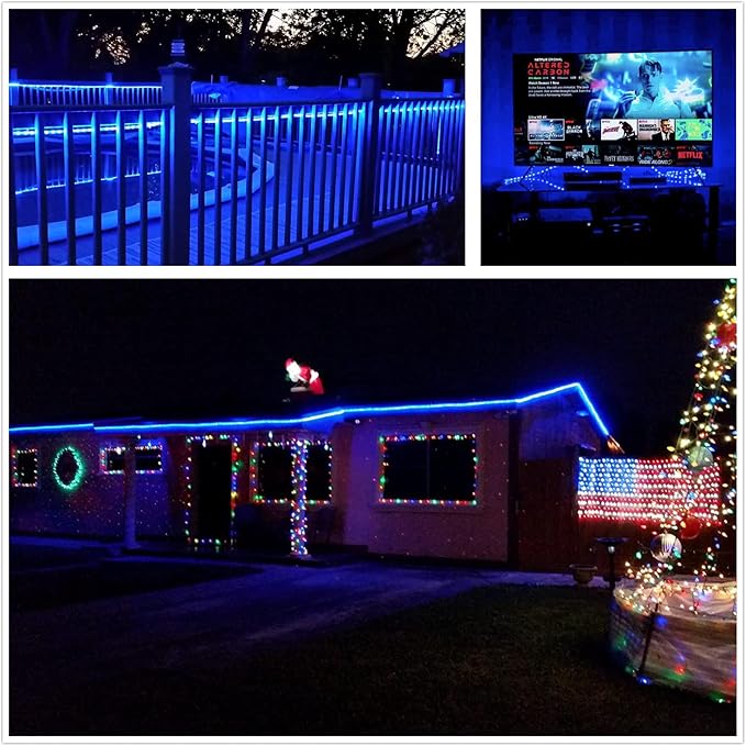100Ft Blue LED Rope Lights, 110V Outdoor Rope Lights Waterproof Decorative Lighting for Indoor/Outdoor, 1080 LEDs Rope Lights for Outside, Deck, Patio, Halloween and Christmas Decorations