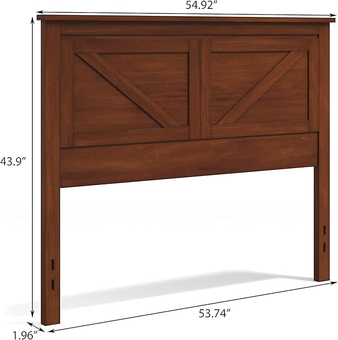 Glenwillow Home Farmhouse Style Wood Panel Headboard in Cherry - Full Size
