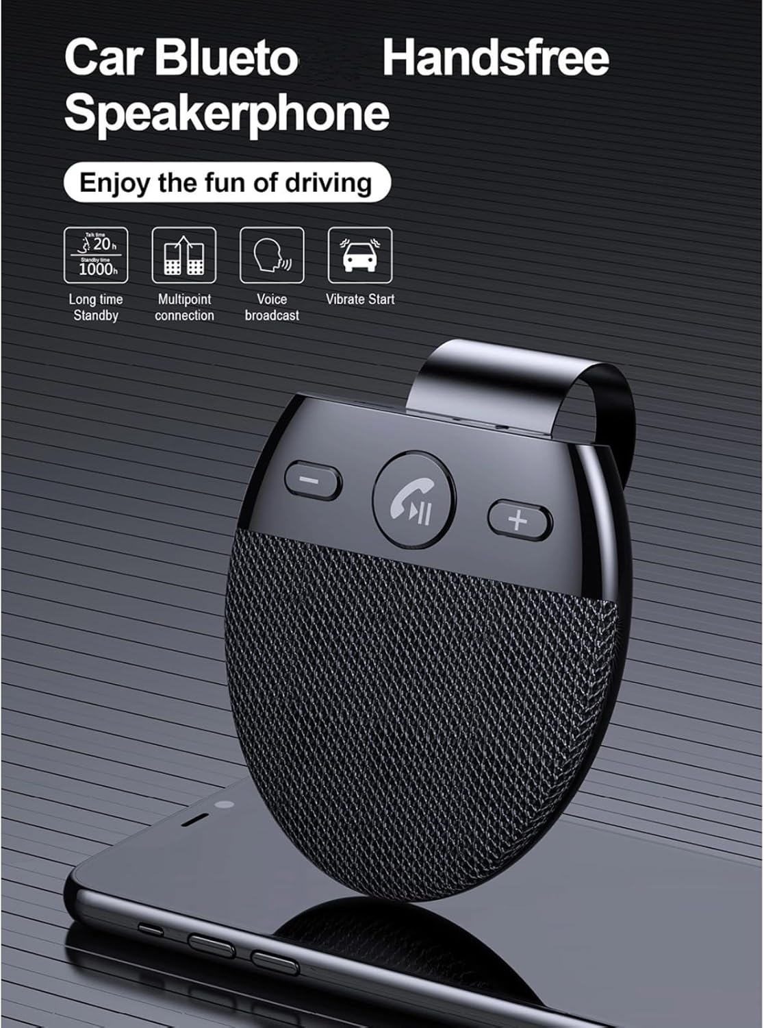 Hands-Free Bluetooth for Cell Phone Car Kit, Bluetooth 5.0 Car Speaker with CVC8.0 Double Noise Reduction Technology,