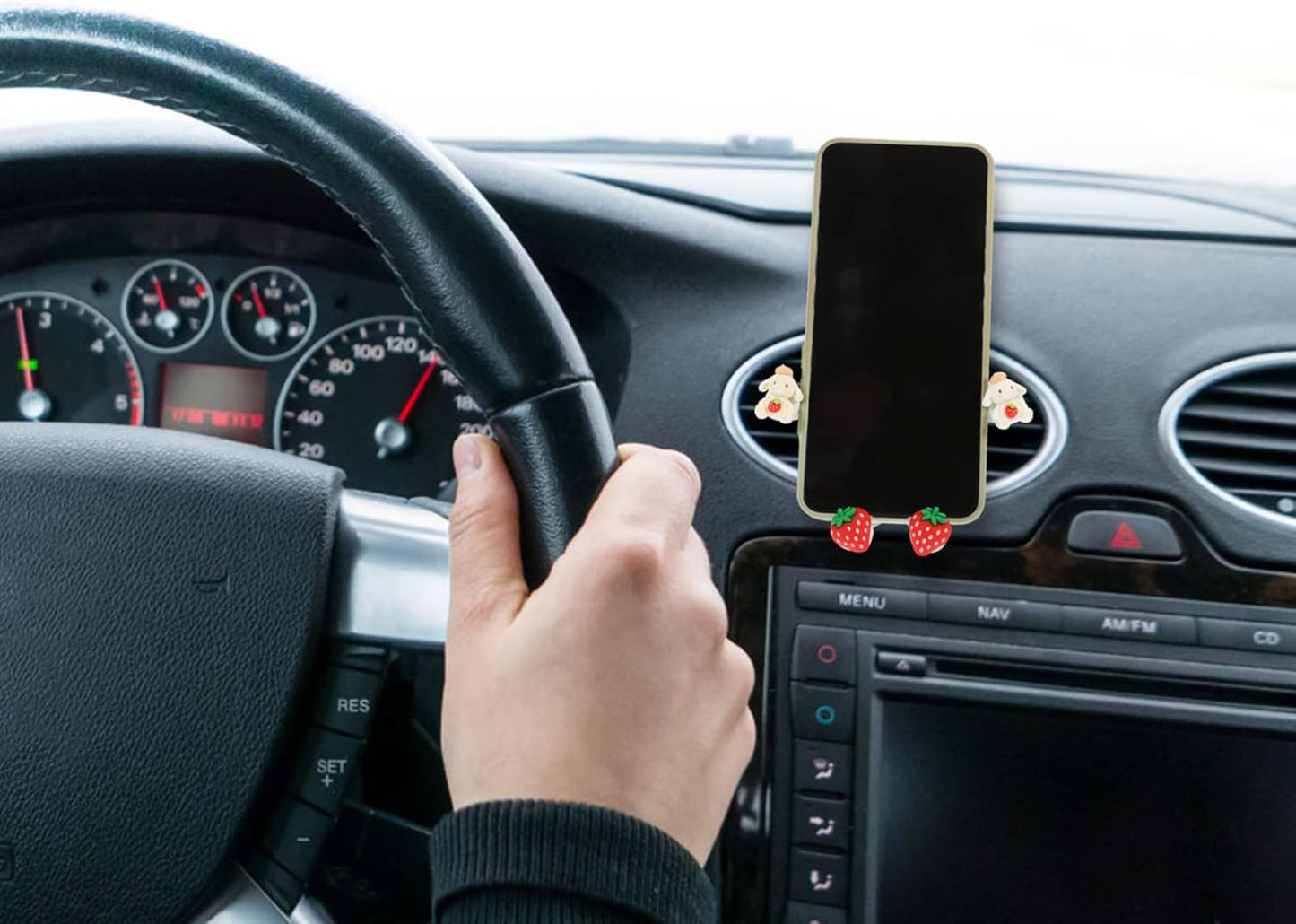 EXCEART Zodiac Rabbit Car Phone Holder, Cute Bunny Air Vent Phone Mount, Mobile Phone Support for Car Accessories