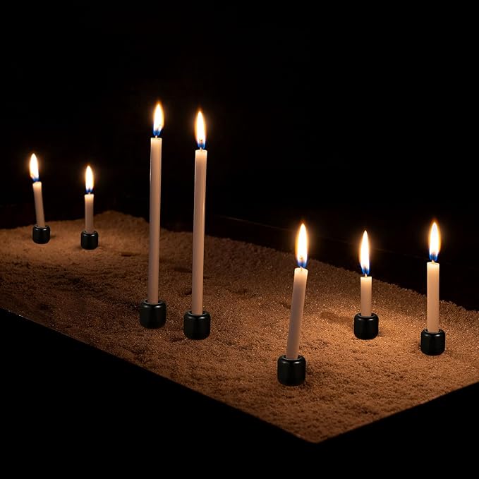 Suclain 20 Pieces 0.7 Inch Chime Candle Holder Small Candle Holders Ceramic Holder for Rituals, Spells, Vigil, Altar, Witchcraft, Wiccan Supplies(Black)