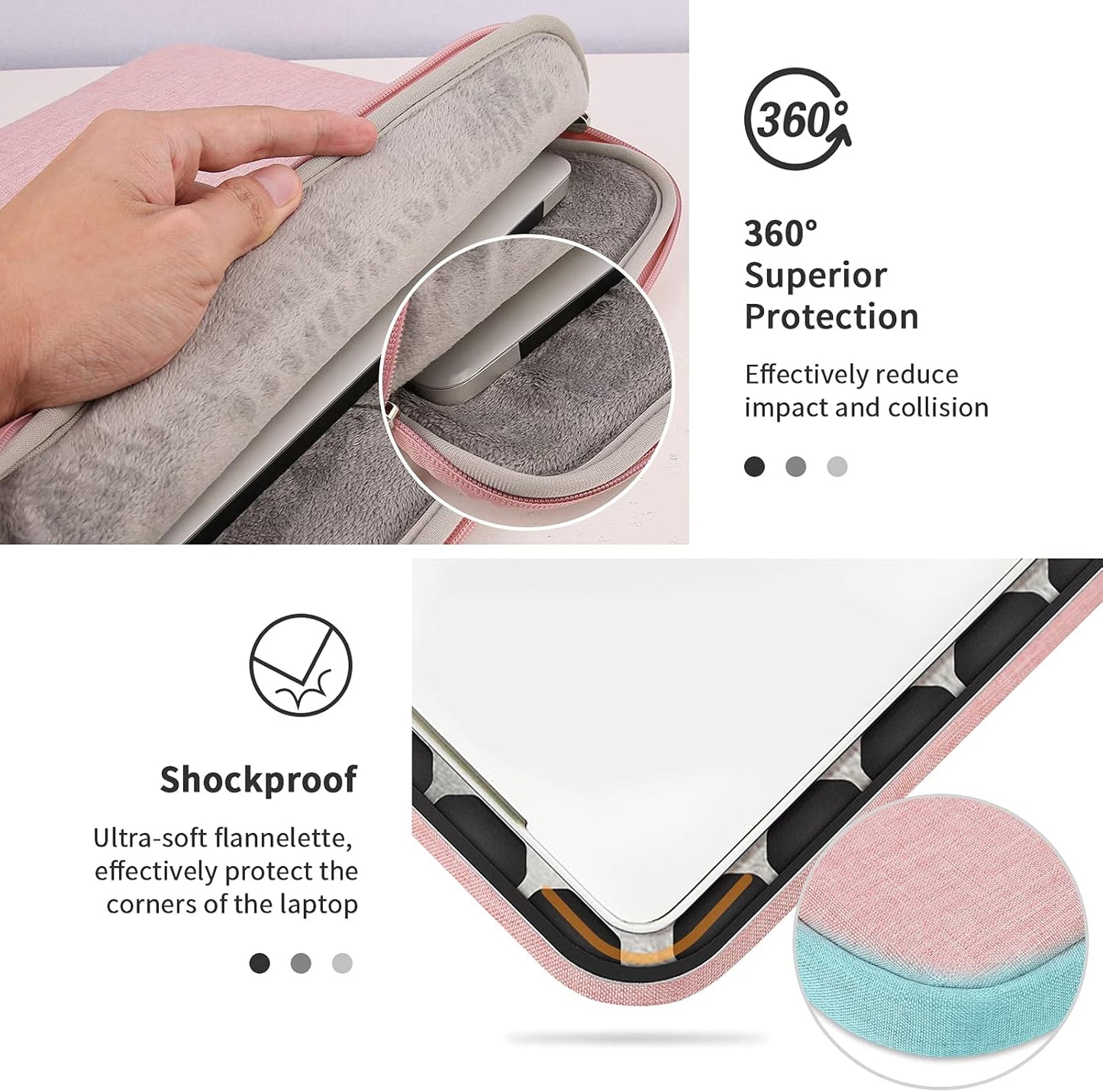 YXLILI 15.6 Inch Laptop Sleeve, Protective Case with Handle, Soft Lining Padded Bag, Shock Resistant for MacBook
