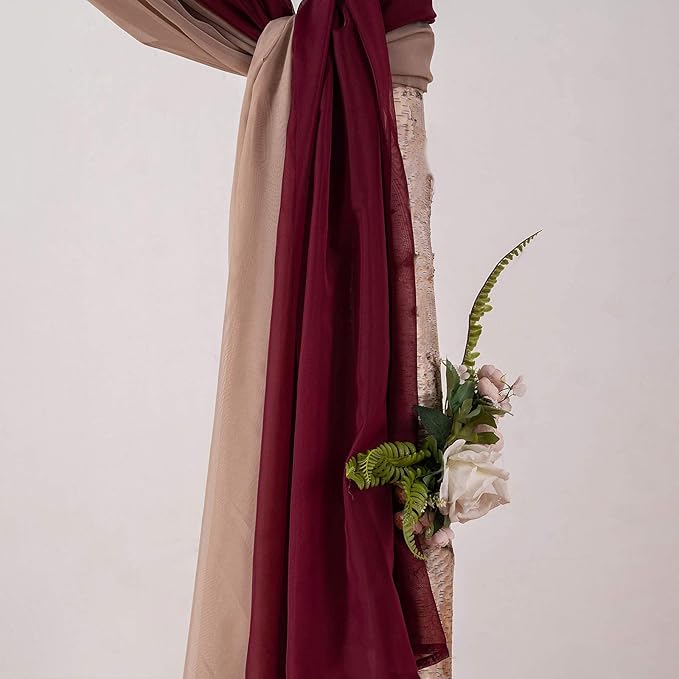 MIULEE Christmas Luxury Window Scarf Sheer Voile Elegant Topper Long Window Valance Solid Window Treatment Swags Drapes for Window Ceremony Wedding Canopy Bed 54" x 216" Maroon Red 1 Piece