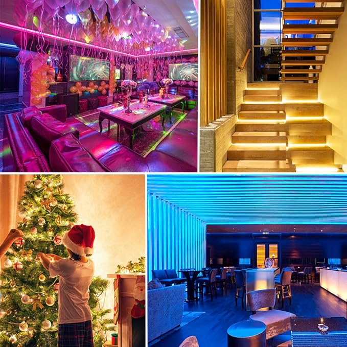 QZYL 50 Feet Led Strip Lights Home,Led Lights for Bedroom,Music Sync Color Changing Flexible Timing Rope Lights,44 Key Remote App Control RGB Tape Light DIY Colors Luces for Bedroom Party Decoration