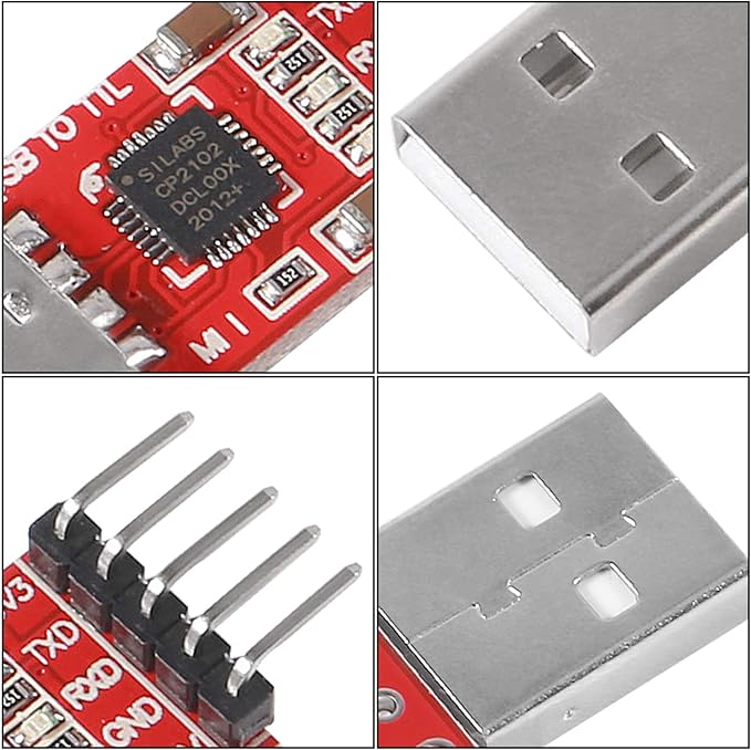 3Pcs CP2102 USB 2.0 to TTL 5Pin Serial Adapter USB to TTL Serial Converter Module for UART STC 3.3V and 5V with Dupont Wire (USB 2.0 to TTL CP2102)