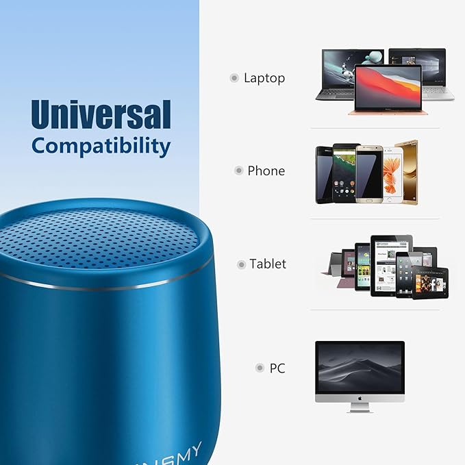 INSMY Small Bluetooth Speaker, Waterproof Mini Portable Wireless Speaker, Punchy Bass Rich Audio Stereo Pairing, Handheld Pocket Size, Built in Mic for Hiking Gift Laptop Tablet (Blue)